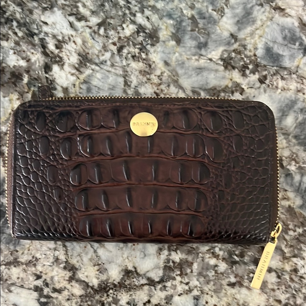 Brahmin Brown Crocodile Embossed Wallet